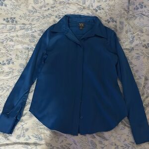 Cute satin blue button up